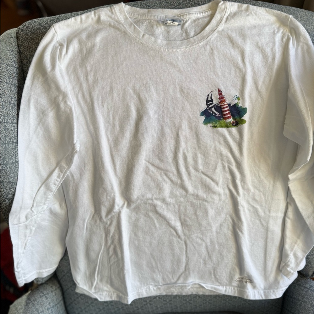 White Women's Short Sleeve Tee with Lighthouse Design